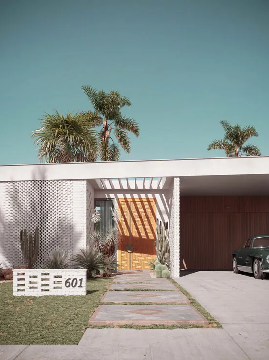 Retro LA villa rendering