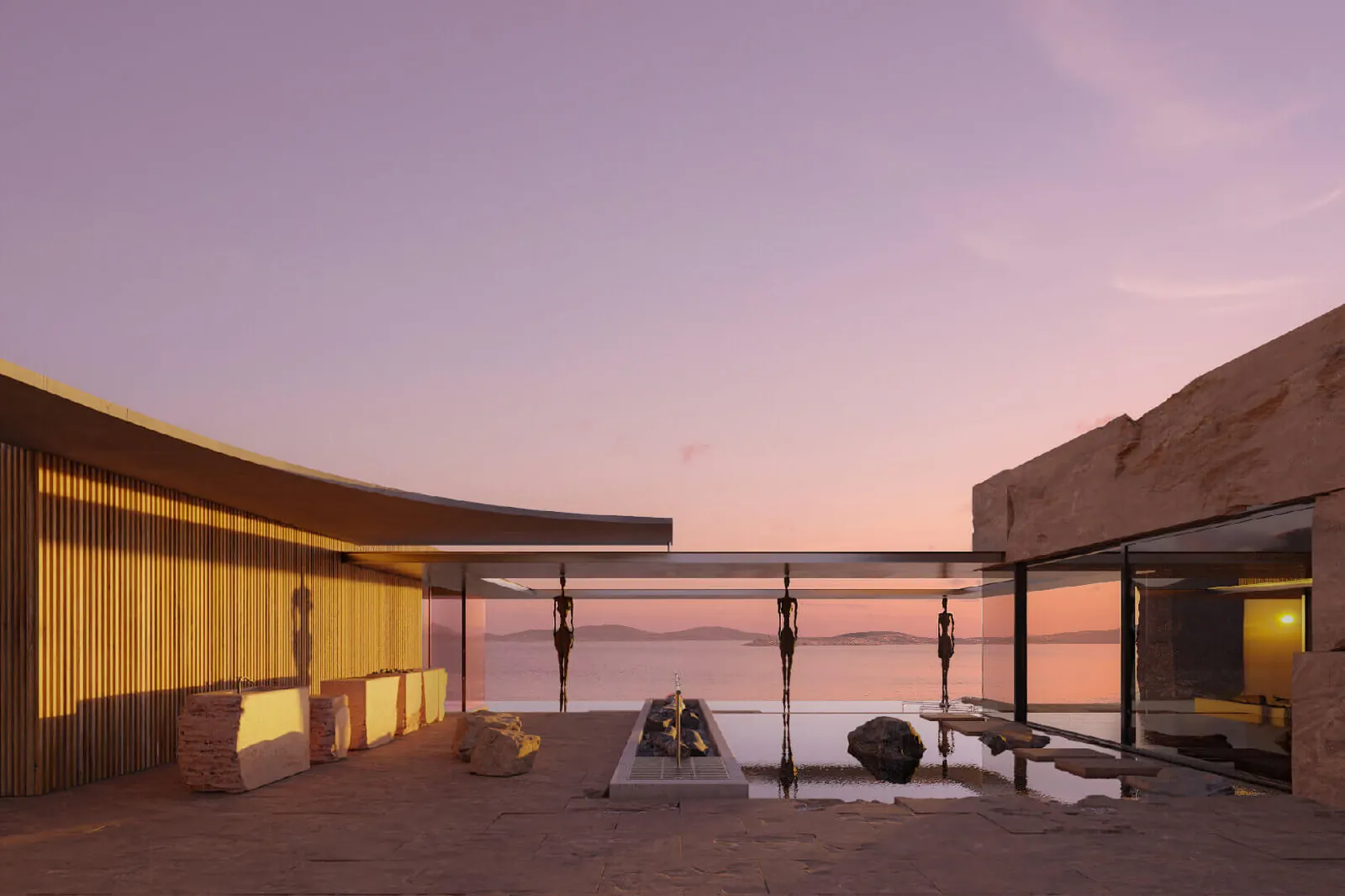 House sunset exterior rendering