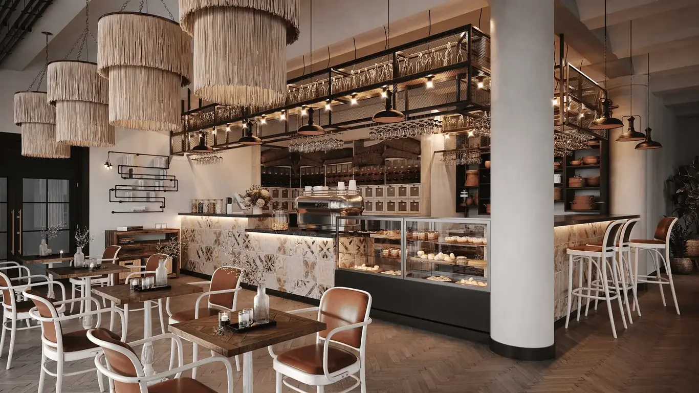 Artisan café interior visualization