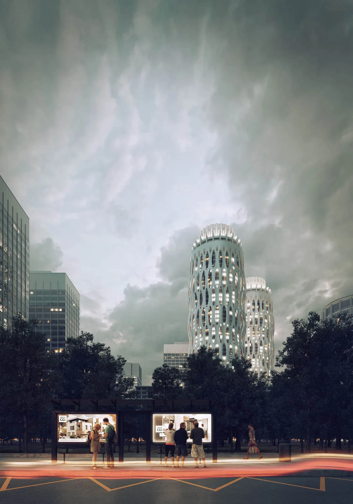 High-rise exterior rendering